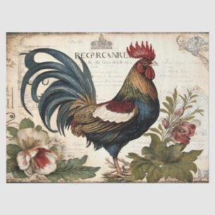 Vintage Rooster Decoupage Tissue Paper