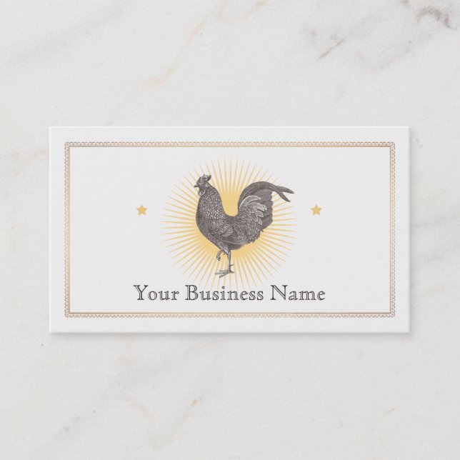 Vintage Rooster Etching Business Card (Front)