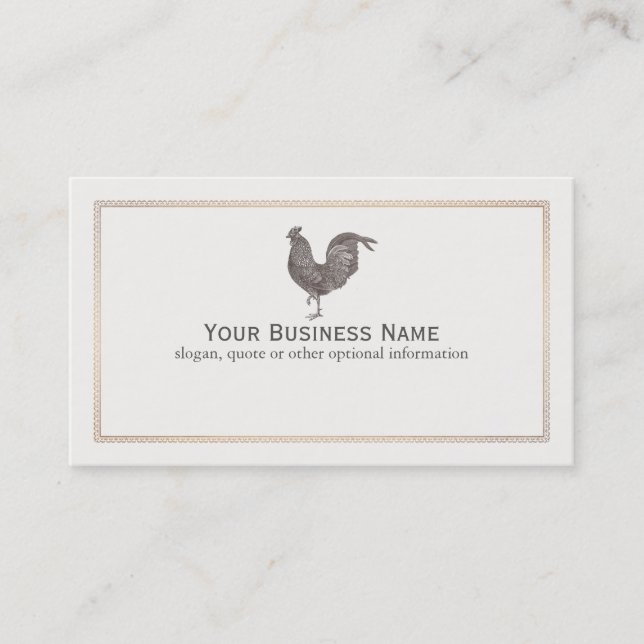Vintage Rooster Etching Business Card (Front)