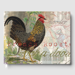 Vintage Rooster French Collage Farm Pet Guest Book