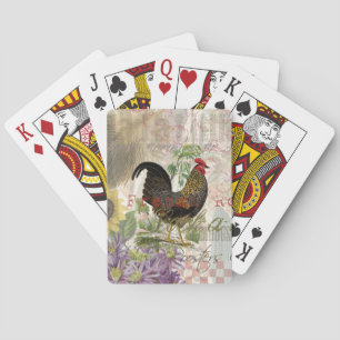 Vintage Rooster French Collage Farm Pet Playing Cards