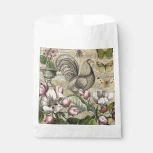 Vintage Rooster Garden Collage Art: French Country Favour Bags