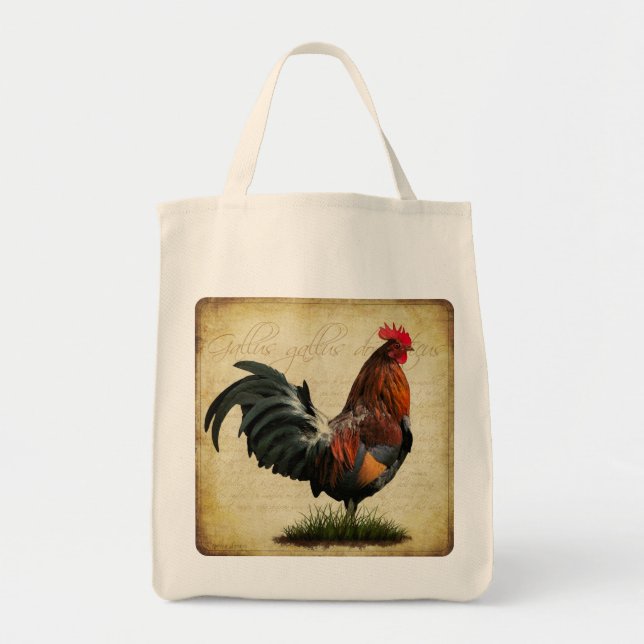 Vintage Rooster Grocery Bag (Front)