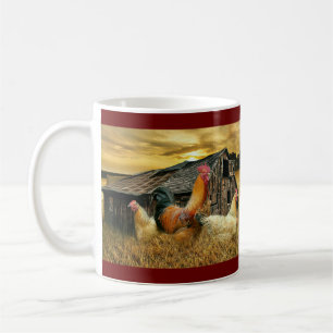 Vintage Rooster Hens Rustic Barn Coop Coffee Mug