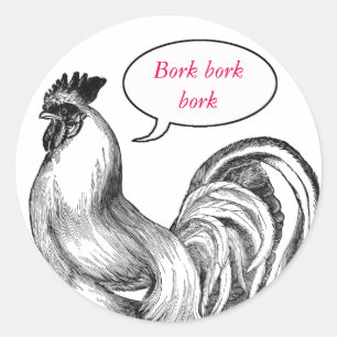 Vintage rooster illustration classic round sticker