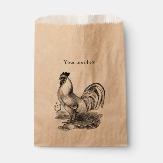 Vintage rooster illustration favour bags