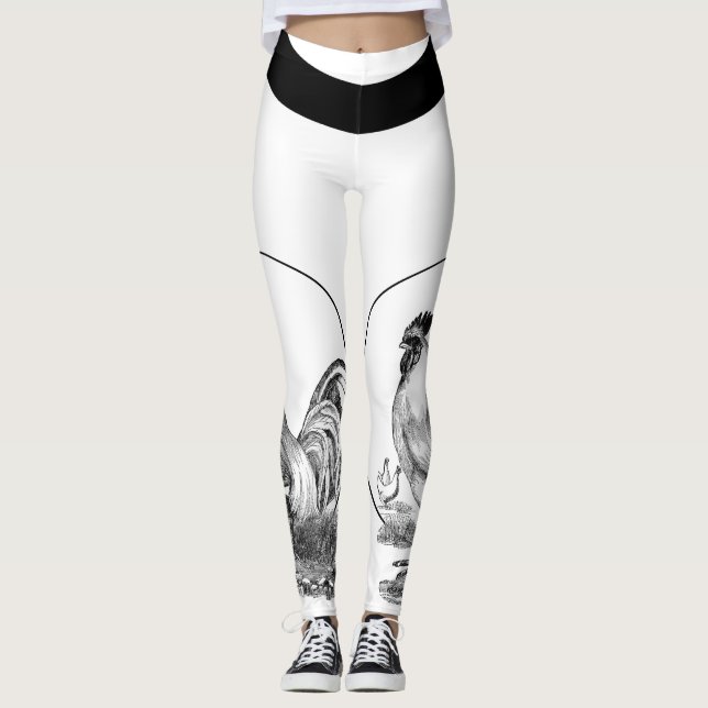 Vintage rooster illustration leggings (Front)