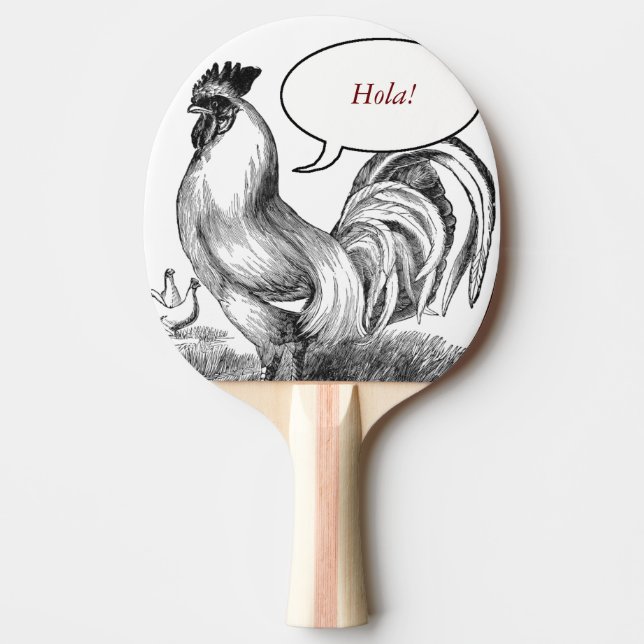 Vintage rooster illustration ping pong paddle (Front)