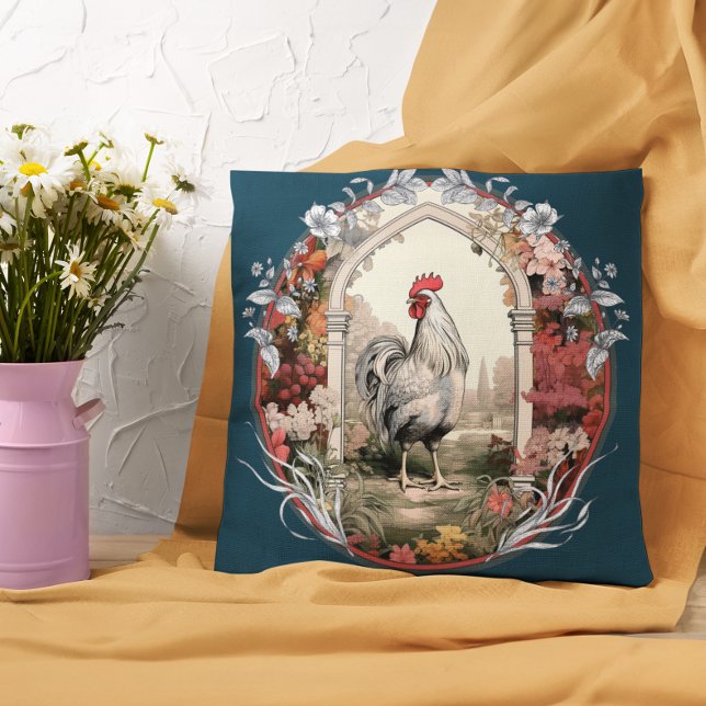 Vintage Rooster in a Traditional Garden Cushion (Creator Uploaded)