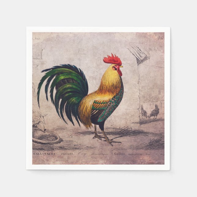 Vintage Rooster Napkins (Front)