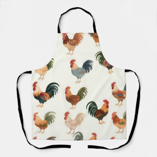 Vintage Rooster Pattern Farmhouse Style Apron