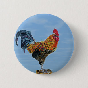 Vintage Rooster Sky Customise animal Chicken 6 Cm Round Badge