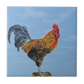 Vintage Rooster Sky Customise animal Chicken Tile