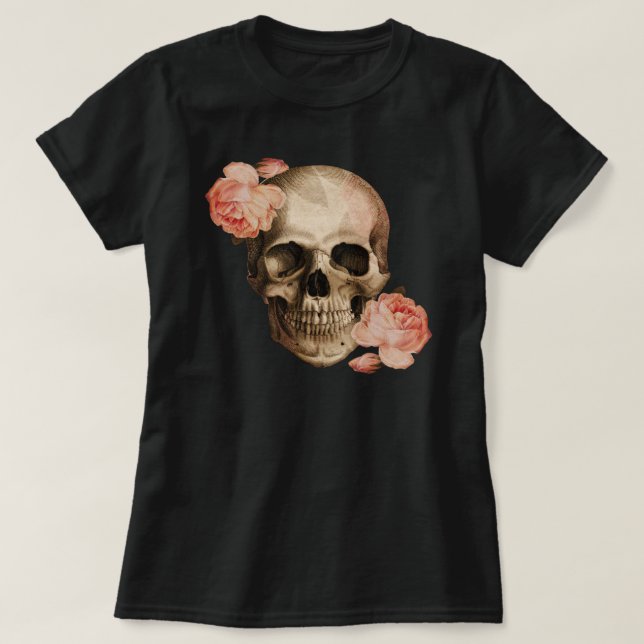 Vintage Rosa Skull Collage T-Shirt (Design Front)