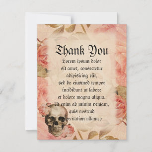 Vintage Rosa Skull Collage Thank You Card