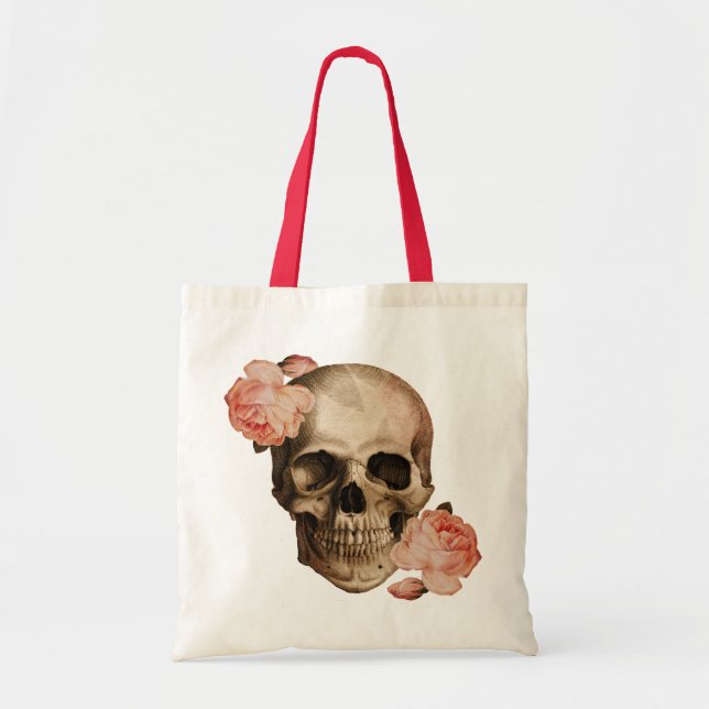 Vintage Rosa Skull Collage Tote Bag (Front)