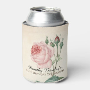 Vintage Rose 80th Birthday Celebration Can Cooler