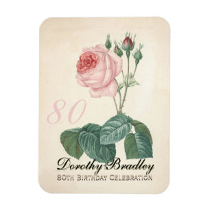 Vintage Rose 80th Birthday Celebration - Magnet