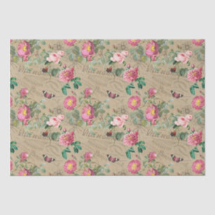 Vintage rose and butterfly tissue paper