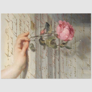 Vintage Rose and French Handwriting Tissue Paper