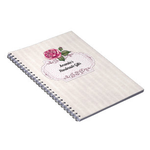 Vintage Rose and Vellum Small Business Notebook