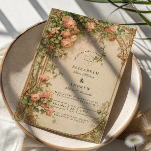 Vintage Rose Arch Wedding Invitation