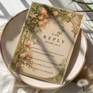Vintage Rose Arch Wedding RSVP Card