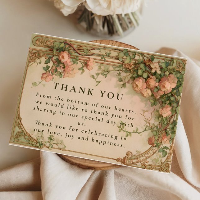 Vintage Rose Arch Wedding Thank You Card (Creator Uploaded)