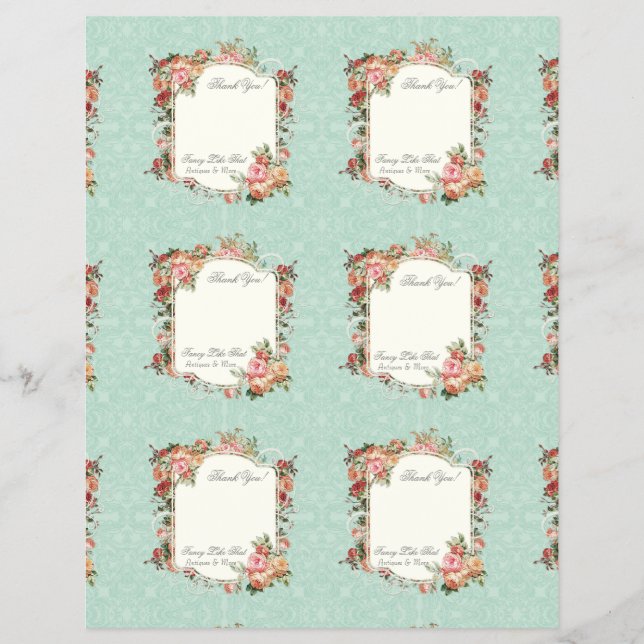 Vintage Rose Baroque Elegant Thank You Notes Flyer (Front)