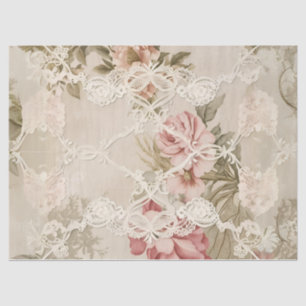 Vintage Rose Behind Lace Decoupage Tissue Paper