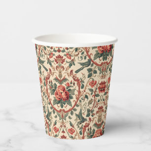 Vintage Rose & Bird Pattern Romantic Art Nouveau Paper Cups