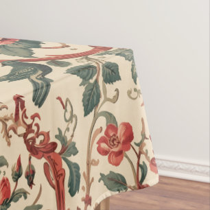 Vintage Rose & Bird Pattern Romantic Art Nouveau Tablecloth
