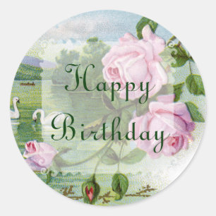Vintage Rose Birthday Stickers