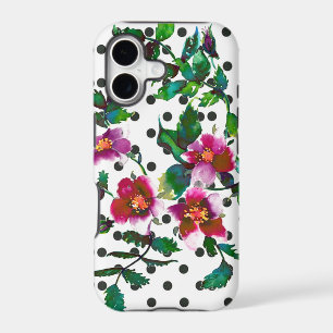 Vintage Rose - black and white polka dots