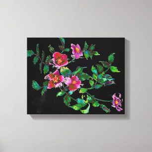 Vintage Rose - black Canvas Print