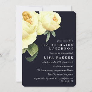 Vintage Rose Blue Bridesmaid Luncheon Wedding Invitation