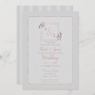 Vintage Rose Botanical Natural Pink Gold Wedding Invitation