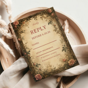 Vintage Rose Botanical RSVP Card