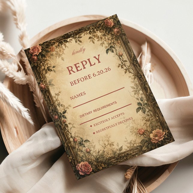 Vintage Rose Botanical RSVP Card (Creator Uploaded)