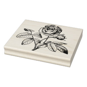 Vintage Rose Botanical Rubber Art Stamp