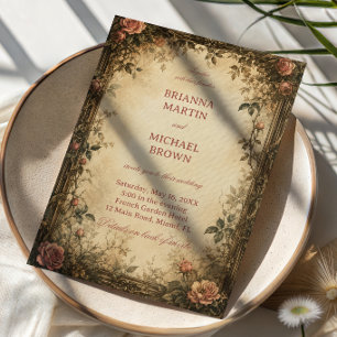Vintage Rose Botanical Save The Date