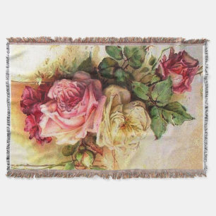 Vintage Rose Bouquet Afghan Throw Blanket
