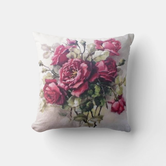 Vintage Rose Bouquet Cushion (Front)