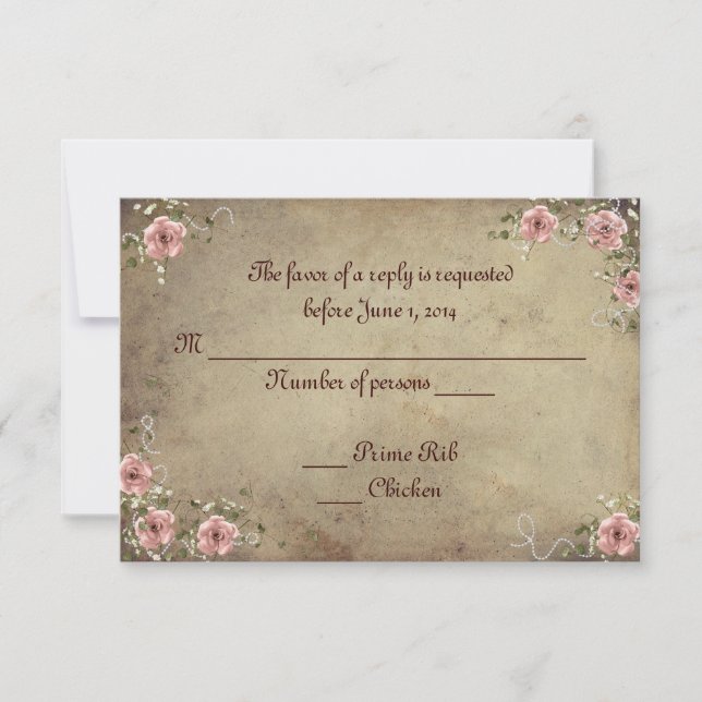 Vintage Rose Bouquet RSVP (Front)