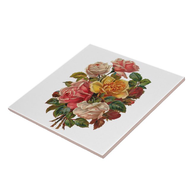 Vintage Rose Bouquet Tile (Side)