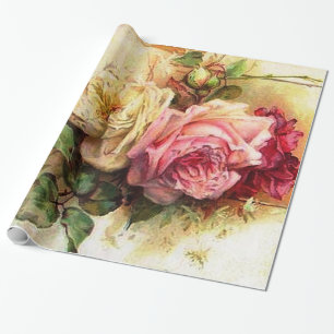 Vintage Rose Bouquet Wrapping Paper