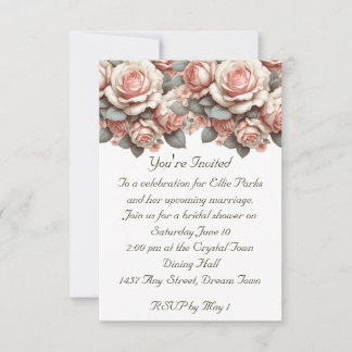 Vintage Rose Bridal Bouquet Invitation
