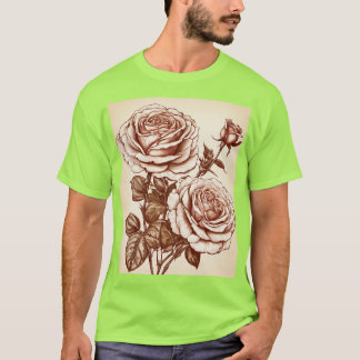 Vintage Rose & Bud T-Shirts – Timeless Floral Eleg