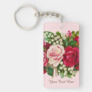 Vintage Rose Cart Key Ring