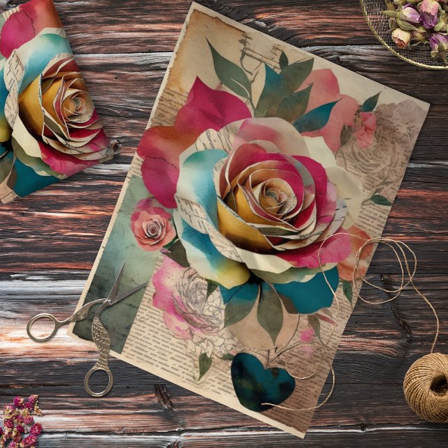 Vintage Rose Collage Decoupage Tissue Paper (Creator Uploaded)